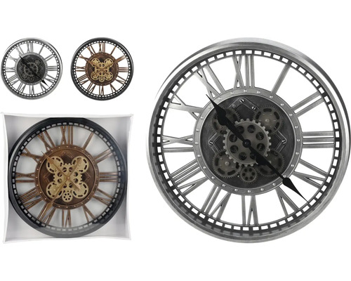 Wanduhr mit bewegenden Zahnrädern gold oder silber sortiert Ø 50 cm