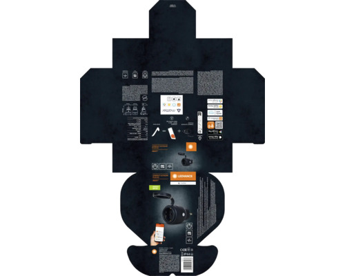 Verpackung einer LEDVANCE Compact Outdoor Smart EU Steckdose mit Matter Logo