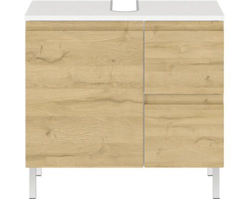 Waschbeckenunterschrank Germania GW-Torrance BxHxT 60x56x34 cm grandson-eiche/weiß Waschtischunterschrank mit zwei Türen, Schublade und Füßen