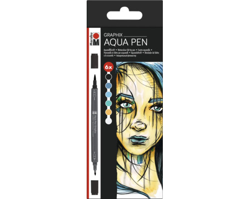 Marabu Aqua Pen Graphix Aquarellstifte Metropolitan 6er-Set Marabu Graphix Aqua Pen Set mit sechs Stück