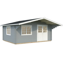 Gartenhaus Palmako Sally 19,1 m² inkl. Fußboden 577 x 560 cm hellgrau-weiß
