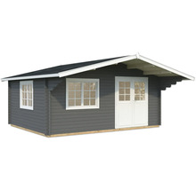 Gartenhaus Palmako Sally 19,1 m² inkl. Fußboden 577 x 560 cm dunkelgrau-weiß