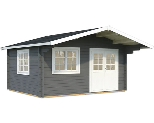 Gartenhaus Palmako Helena 15,1 m² inkl. Fußboden 514 x 524 cm dunkelgrau-weiß Holzgartenhaus mit Fenster und Doppeltür
