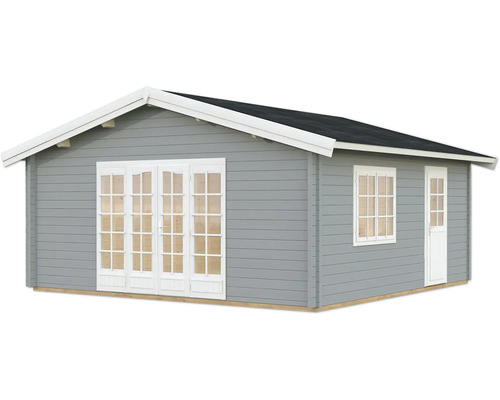 Gartenhaus Palmako Irene 27,7 m² inkl. Fußboden 622 x 598 cm hellgrau-weiß