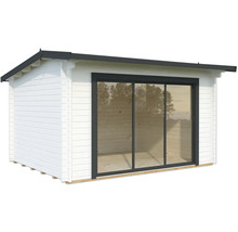 Gartenhaus Palmako Ines 11,1 m² Slide Plus inkl. Fußboden 434 x 379 cm weiß-anthrazit