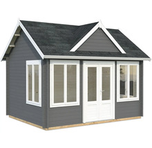 Gartenhaus Palmako Claudia 11,5 m² inkl. Fußboden 444 x 354 cm dunkelgrau-weiß