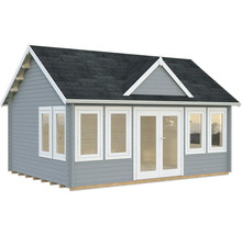 Gartenhaus Palmako Claudia 19,4 m² inkl. Fußboden 574 x 424 cm hellgrau-weiß