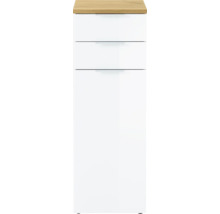 Badschrank mit zwei Schubladen und Holzplatte