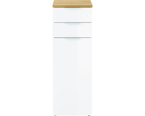 Badschrank mit zwei Schubladen und Holzplatte