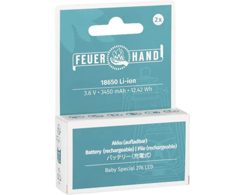 Feuerhand 18650 Li-Ion Akku, wiederaufladbar, 2er-Pack