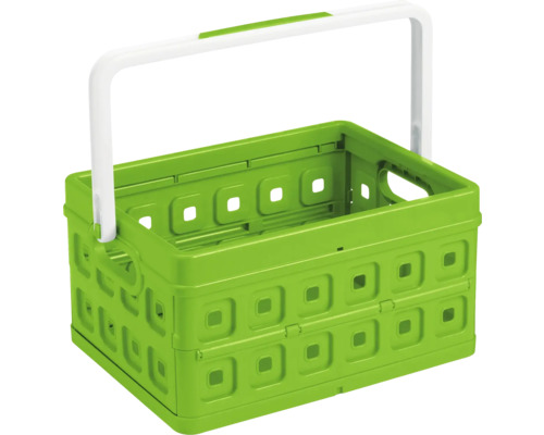 Grüner Faltkorb mit weißem Griff