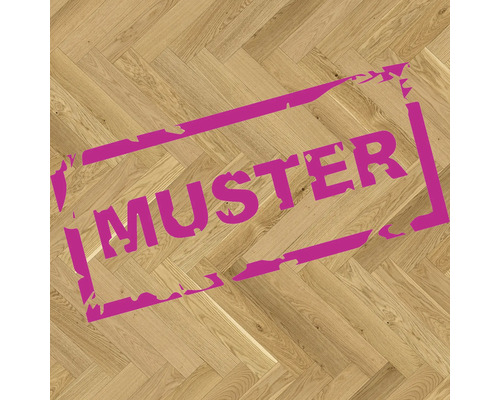 Bodenbelag im Fischgrätenmuster mit dem Schriftzug Muster