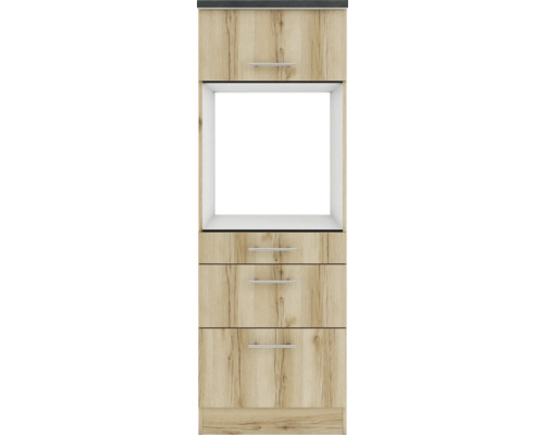 Küchenschrank mit Holzmuster und Schubladen