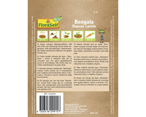Bengala Daucus carota carrot seeds package