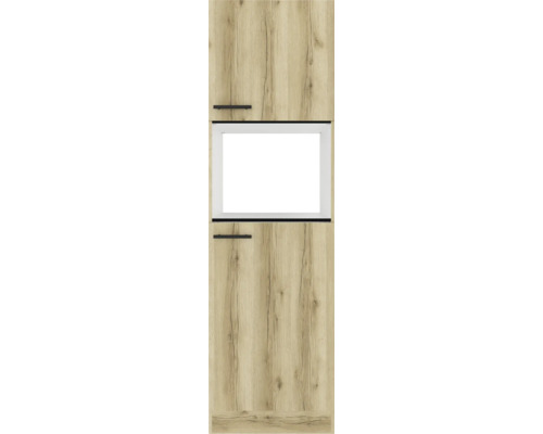Optifit Kühlumbauschrank für 88er Einbaukühlschrank Livorno290 BxTxH 60 x 57,1 x 206,8 cm wildeiche matt strukturiert zerlegt Anschlag reversibel KULI HMKT606-9+ Küchenschrank mit Holzmuster und Griffen