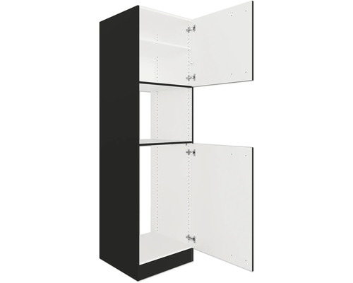 Küchenschrank mit offenen Türen und Innenraum