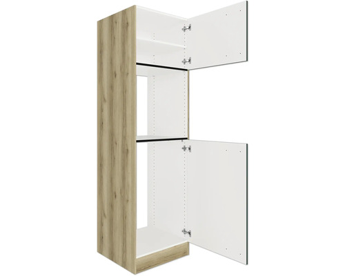 Küchenschrank mit offenen Türen und Regalböden