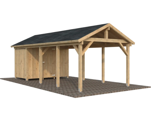 Einzelcarport Palmako Robert 23,1 m² inkl. Geräteraum 315 x 732 cm tauchgrundiert braun