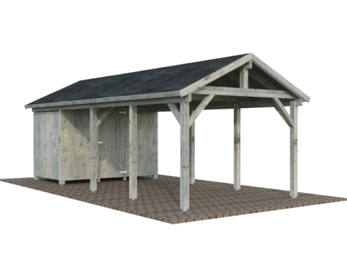 Einzelcarport Palmako Robert 23,1 m² inkl. Geräteraum 315 x 732 cm tauchgrundiert grau