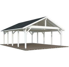 Carport mit Flachdach und Holzstruktur