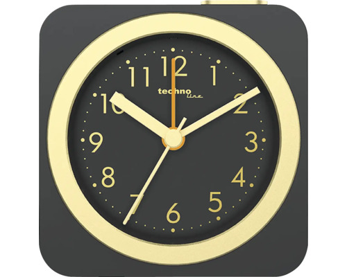 Wecker Modell C schwarz gold 8x8x3,8 cm Analoger Wecker mit Ziffernblatt