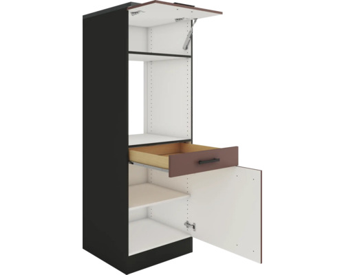 Küchenschrank mit offenem Schubfach und Tür