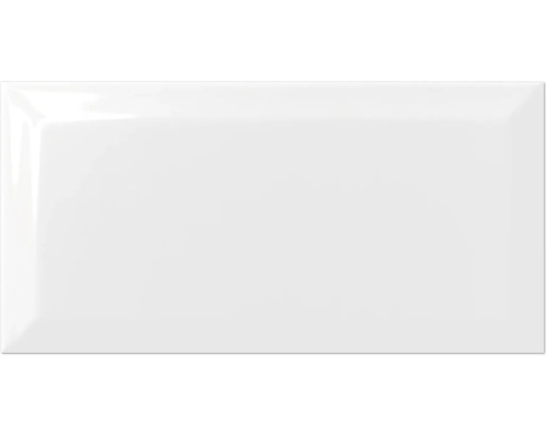 Metrofliese mit Facette marfil glänzend 10x20 cm Weiße Keramikfliese