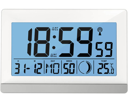 Digitale Wetterstation mit Anzeige von Uhrzeit, Datum, Wochentag und Temperatur