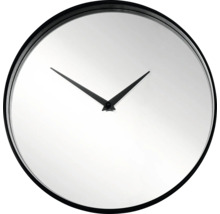 Runde Wanduhr mit schwarzem Rahmen und Zeigern