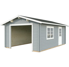 Holzgarage mit Fenster und Tür