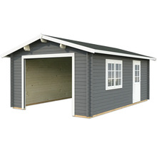 Holzgarage mit Fenster und Tür
