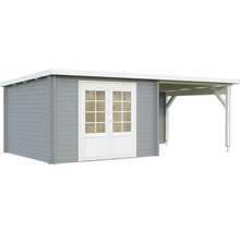 Gartenhaus Palmako Ella 8,7+8,2 m² 614 x 340 cm hellgrau-weiß