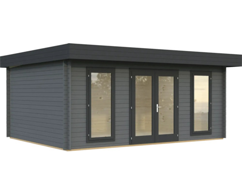 Gartenhaus Palmako Bret 19,9 m² inkl. Fußboden 574 x 474 cm dunkelgrau-anthrazit Gartenhaus mit Doppeltür und Fenstern