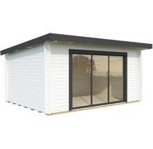 Gartenhaus mit Schiebetür aus Glas