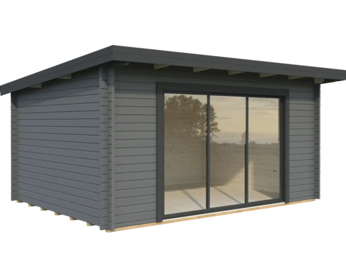 Gartenhaus Palmako Lea 14,2 m² Slide Plus inkl. Fußboden 494 x 402 cm dunkelgrau-anthrazit