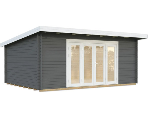 Gartenhaus Palmako Lea 19,4 m² inkl. Fußboden 578 x 451 cm dunkelgrau-weiß