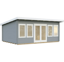 Gartenhaus Palmako Lisa 19,4 m² inkl. Fußboden 578 x 447 cm hellgrau-weiß