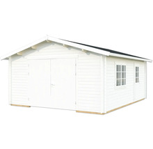 Holzgarage mit Doppeltür und Fenster