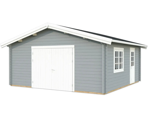 Einzelgarage Palmako Roger 27,7 m² mit Holztor 622 x 596 cm hellgrau-weiß