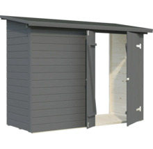 Gartenschrank mit geöffneten Türen