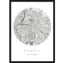 Gerahmter Stadtplan von Kassel mit Koordinaten