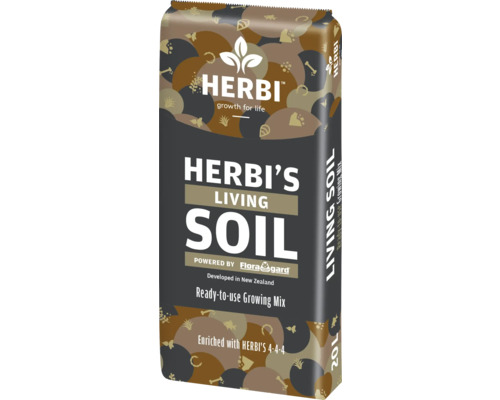 HERBI Living Soil 20 L, gebrauchsfertige Erdenmischung für alle Pflanzen, vorgedüngt Herbi Living Soil gebrauchsfertige Mischung im 20 Liter Sack