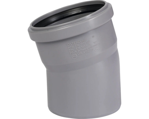 HT-B Bogen 15° DN 110 mm Abwasserrohrbogen aus Kunststoff, Durchmesser 110 mm, Winkel 15 Grad