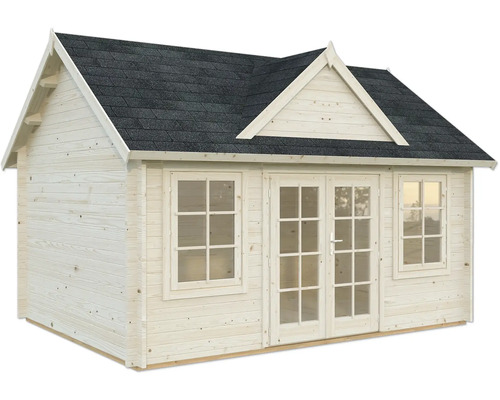 Holzgartenhaus mit Fenstern und Doppeltür