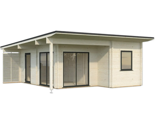 Holzgartenhaus mit Fenster und Schiebetüren