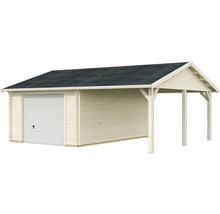 Holzgarage mit Carport und Garagentor
