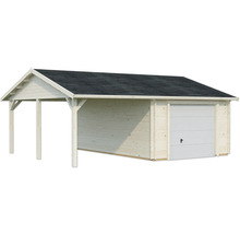 Holzgarage mit Carport und Flachdach