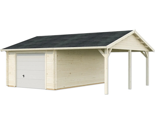 Holzgarage mit Carport