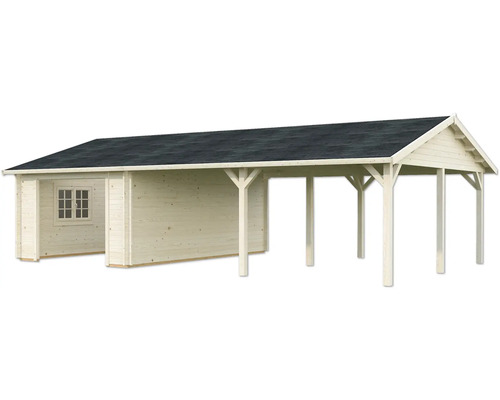 Holzgarage mit Geräteraum und Carport