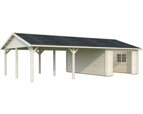 Holzgarage mit Geräteraum und Carport